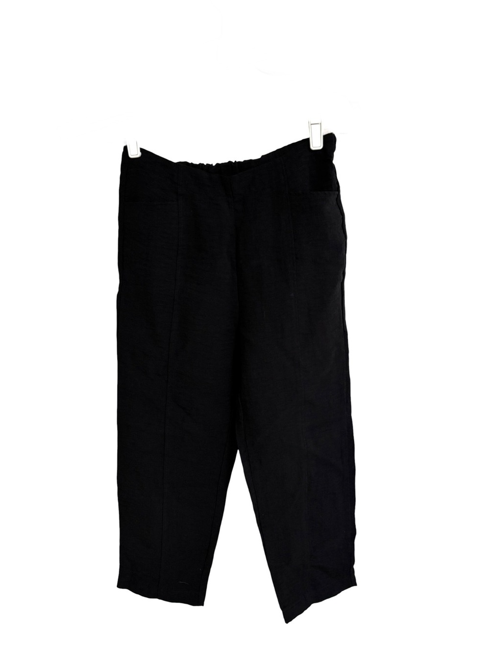 Habitat black pull on stretch waistband relaxed gauzy pockets capri pants XS